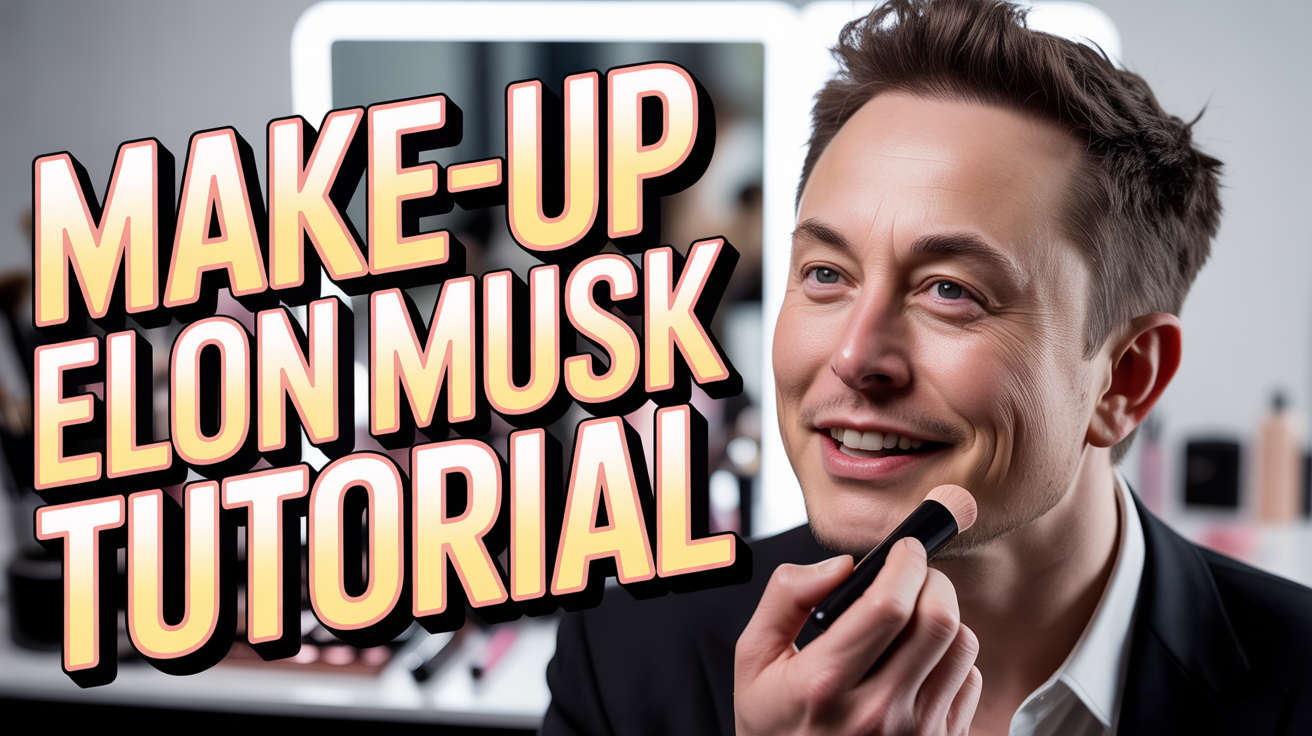 AI-generated thumbnail featuring Elon Musk with makeup, demonstrating creative AI thumbnail generation for engaging YouTube content.